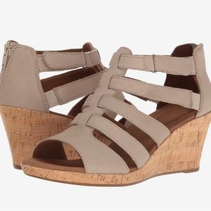 ROCKPORT Briah Suede Nubuck Tan Gladiator Heel Sandal Open Toe Size 9.5